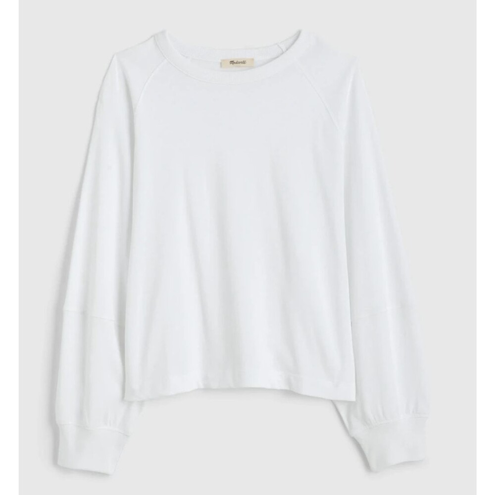 Madewell Medium Relaxed Long Sleeve Raglan Tee White Cotton Jersey Crewneck NWT